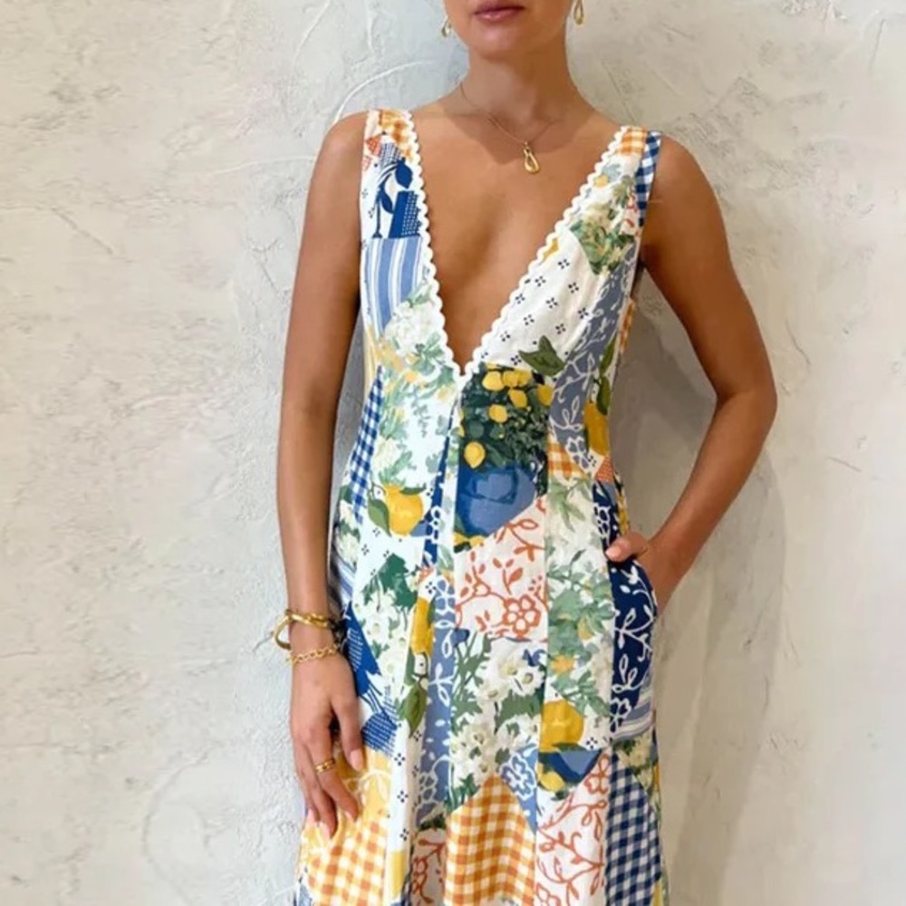 Amalfi Limicello Maxi Dress In All Over Print, A Line Maxi Dress - Picture 8 of 13